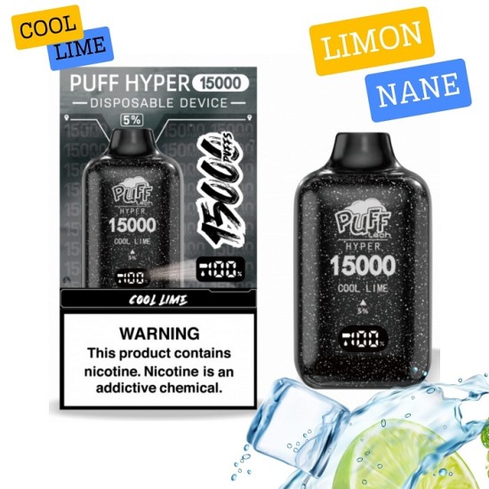 Pufftech Hyper 15000 Puff Bar %5 Nikotin Cool Lime