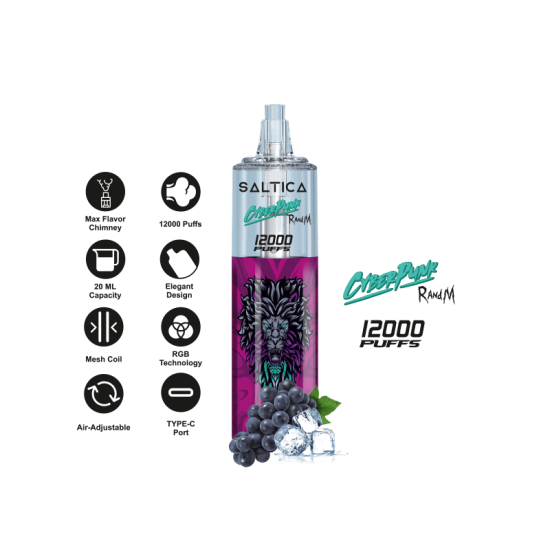 Saltica Cyberpunk 12000 Puff Bar 50mg Nikotin Grape İce