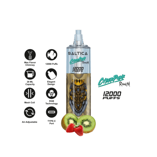 Saltica Cyberpunk 12000 Puff Bar 50mg Nikotin Strawberry Kiwi