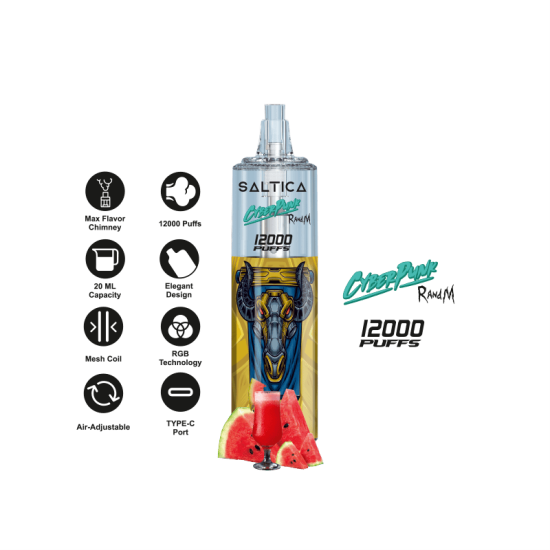 Saltica Cyberpunk 12000 Puff Bar 50mg Nikotin Watermelon Lemonade