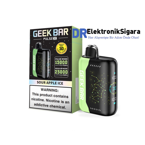 Geek Bar Pulse X 25000 Puff %5 Nikotin Sour Apple İce Geek Bar Pulse X 25000 Puff %5 Nikotin Sour Apple İce