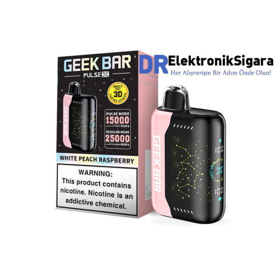 Geek Bar Pulse X 25000 Puff %5 Nikotin White Peach Raspberry Geek Bar Pulse X 25000 Puff %5 Nikotin White Peach Raspberry